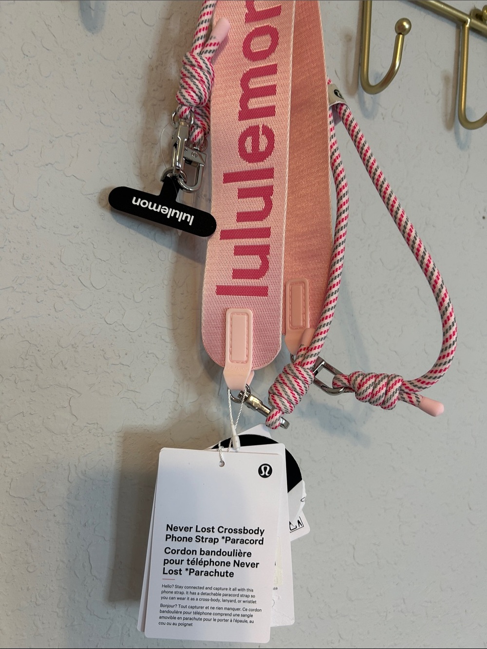 Lululemon Never Lost Crossbody Phone Strap Paracord Pink NWT Adjustable